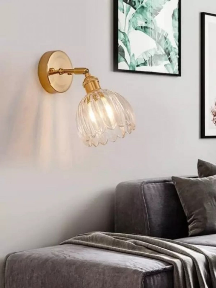 Retro Metal Flower Glass Tulip Wall Lamp
